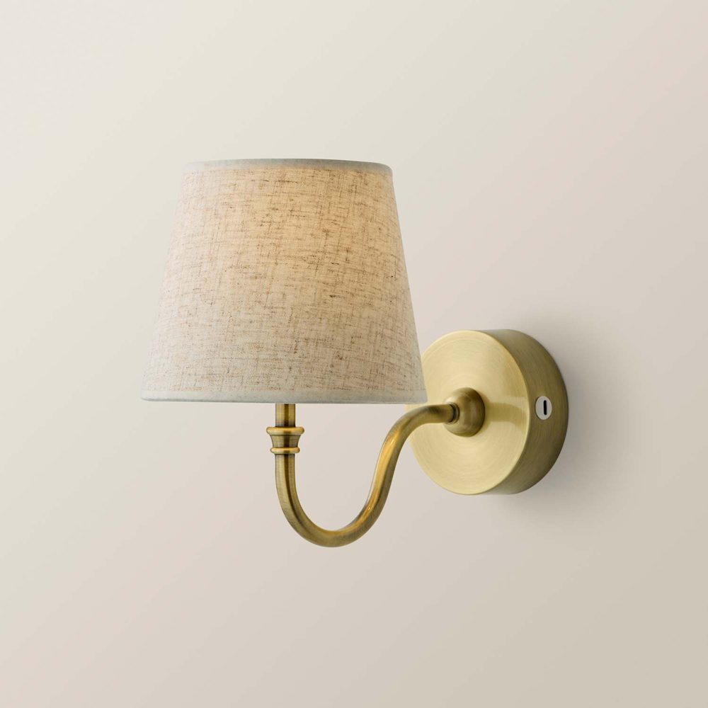 ValueLights Lowe Linen Taper Shade Portable Gold Rechargeable Wall Light with Bulb Image 3