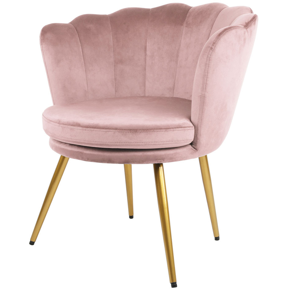 Flora Pink Velvet Scalloped Back Accent Chair Image 2