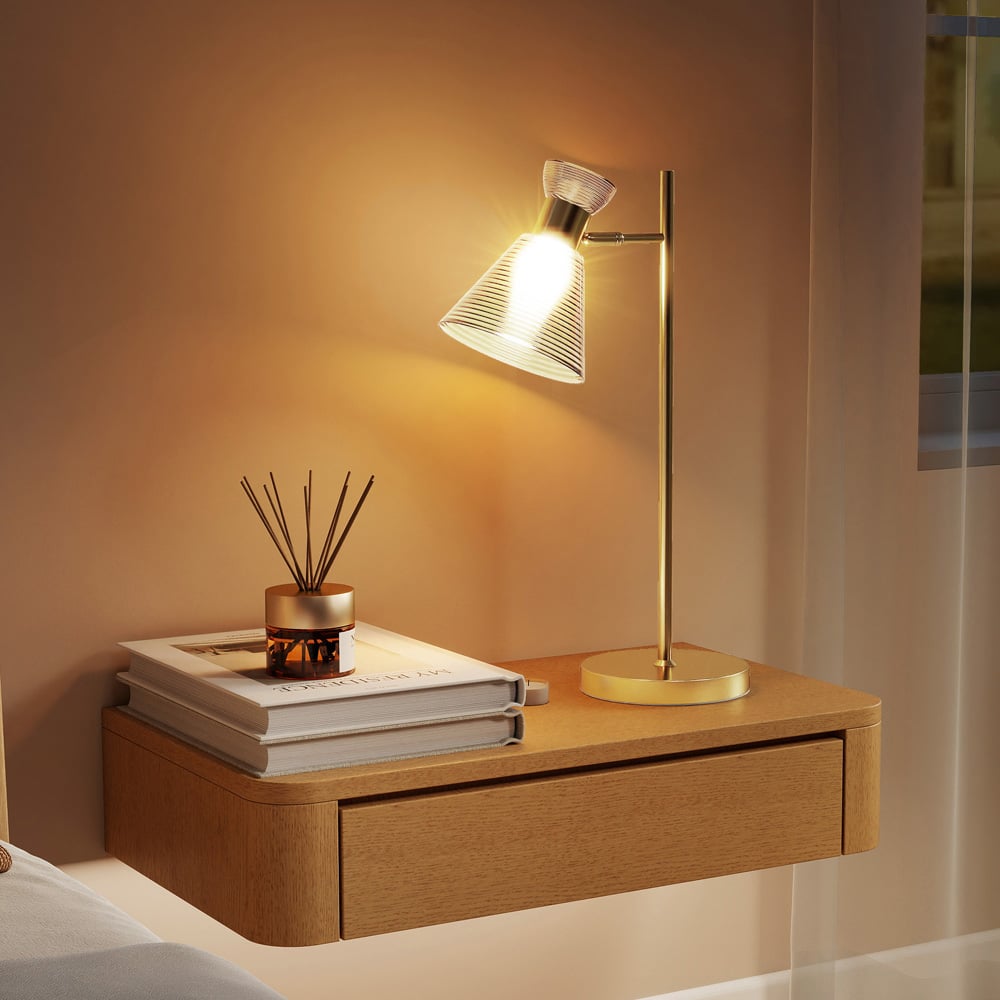 HOMCOM Gold Tone Adjustable Head Table Lamp Image 3