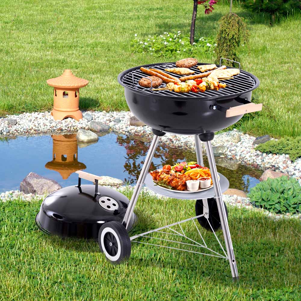 Outsunny Black Round Portable Kettle Charcoal BBQ Grill Image 2