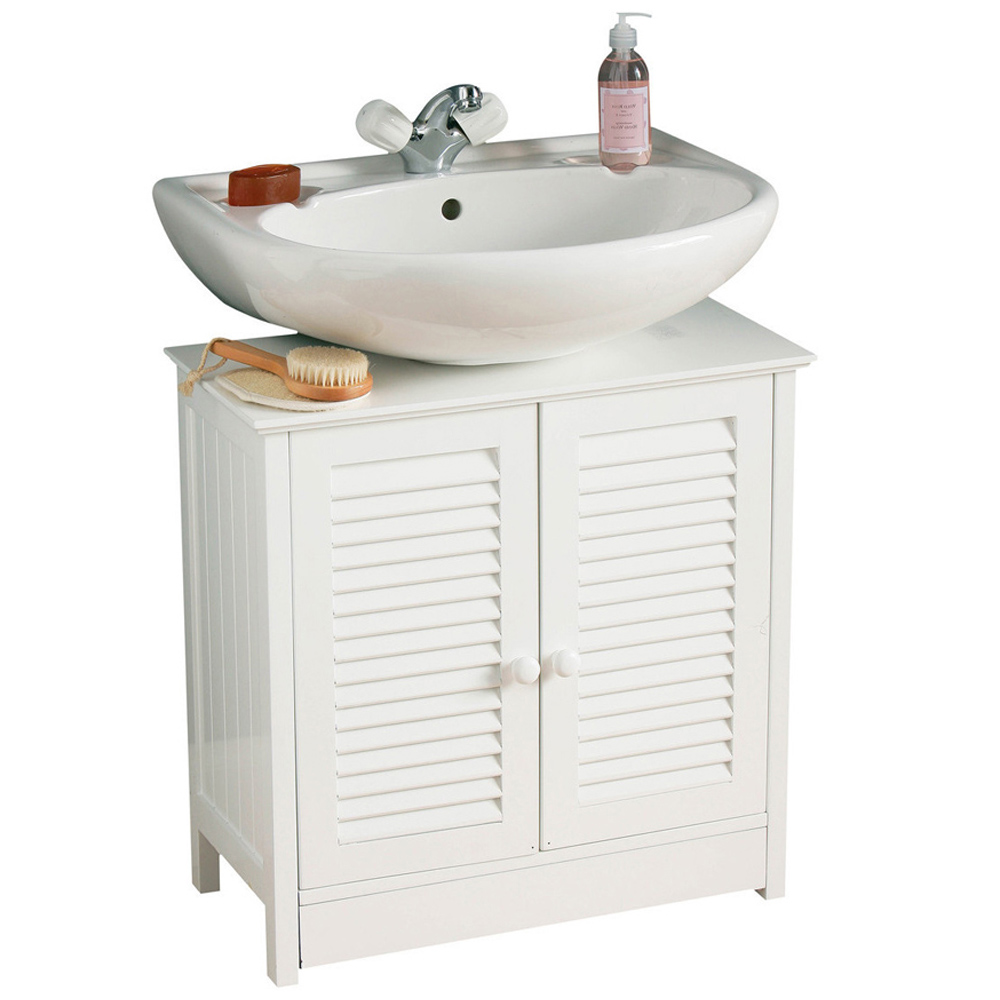 Premier Housewares White Wood Under-Sink Bathroom Cabinet Image 2