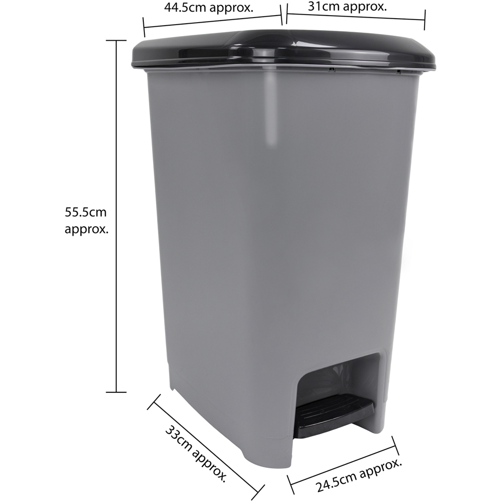 JVL Grey Plastic Slim Foot Pedal Bin with Lid and Handle 40L Image 9