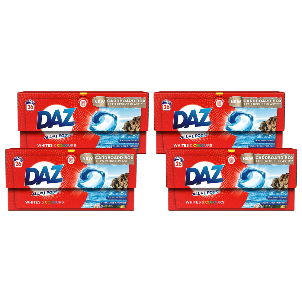 DAZ All in 1 Pods Whites and Colours Washing Liquid Capsules 26 Washes Case of 4 Image 1