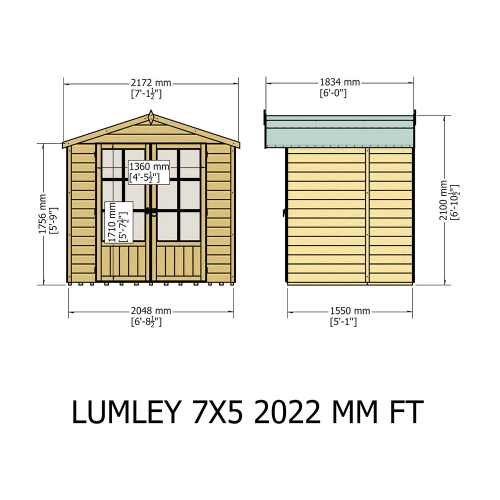 Shire Lumley 7 x 5ft Double Door Traditional Summerhouse Image 7