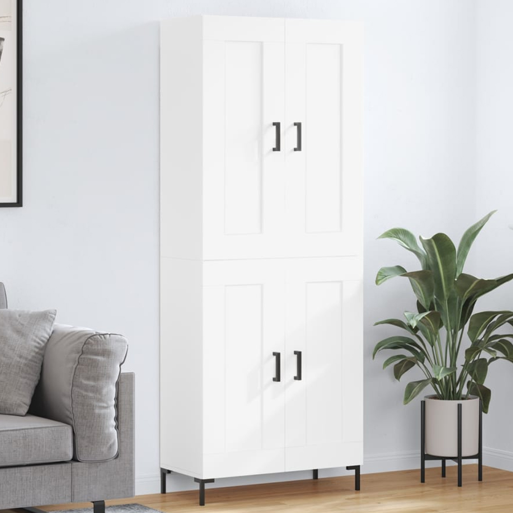 vidaXL 4 Door 6 Shelf White Highboard with Metal Legs Image 1
