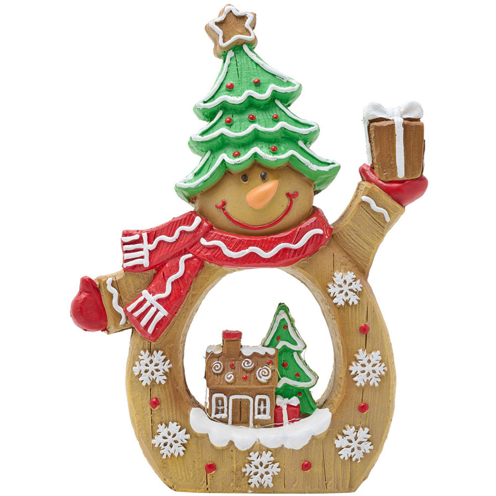 The Seasonal Gift Co. Gingerbread Snowman Scene LED Christmas Decoration 38cm Image 1