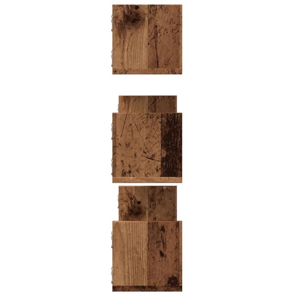 vidaXL 80 x 18 x 18cm Set of 3 Old Wood Wall Shelf Image 4