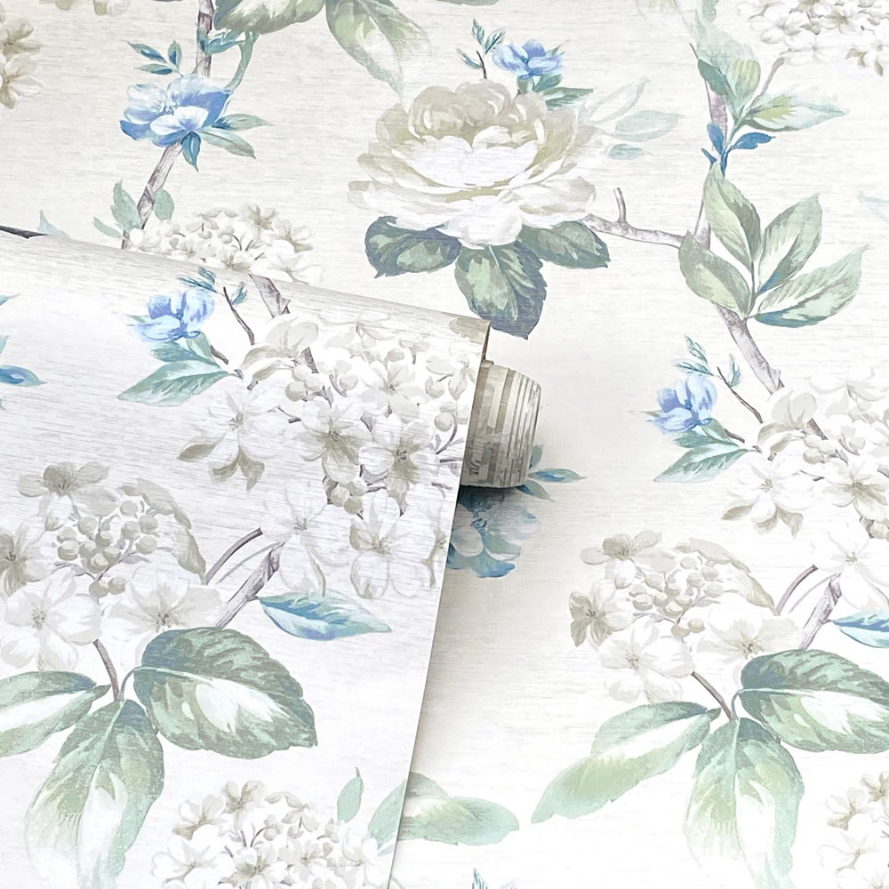 Arthouse Keeka Floral Blue and Cream Wallpaper Image 2