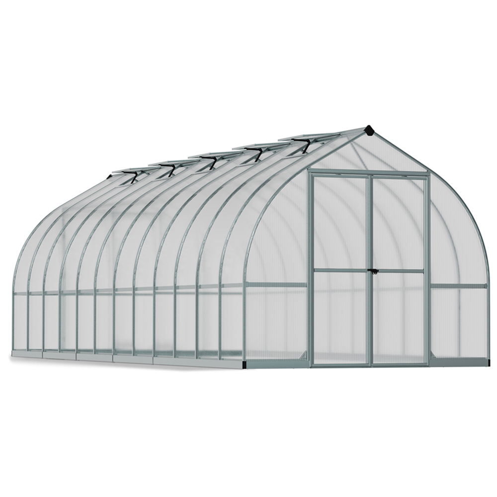 Palram Canopia Bella Silver Polycarbonate 8 x 24ft Greenhouse Image 1