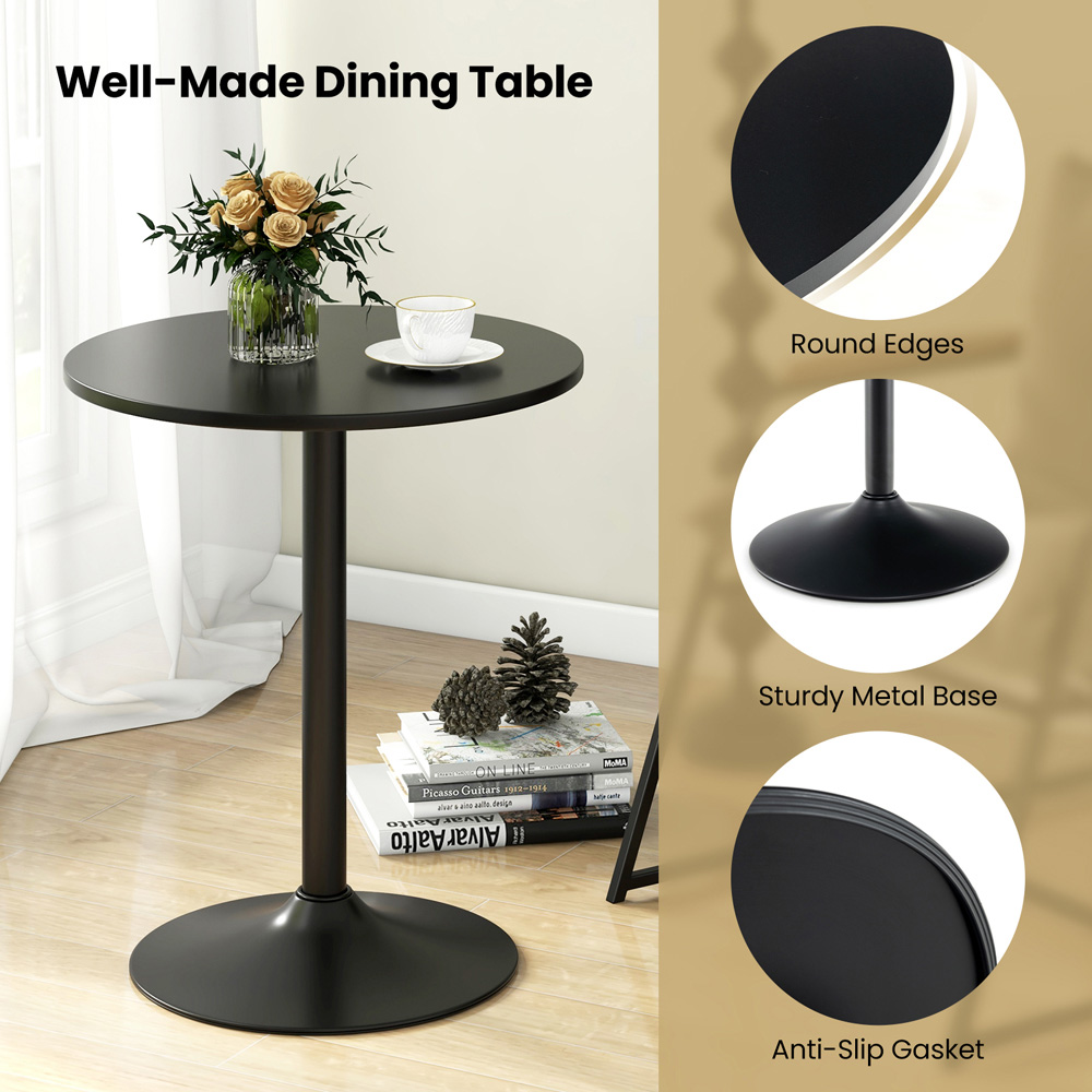 Costway 2 Seater Round Dining Table Black Image 8