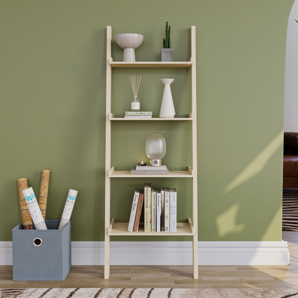 Vida Designs York 4 Shelf Pine Ladder Bookcase Image 3