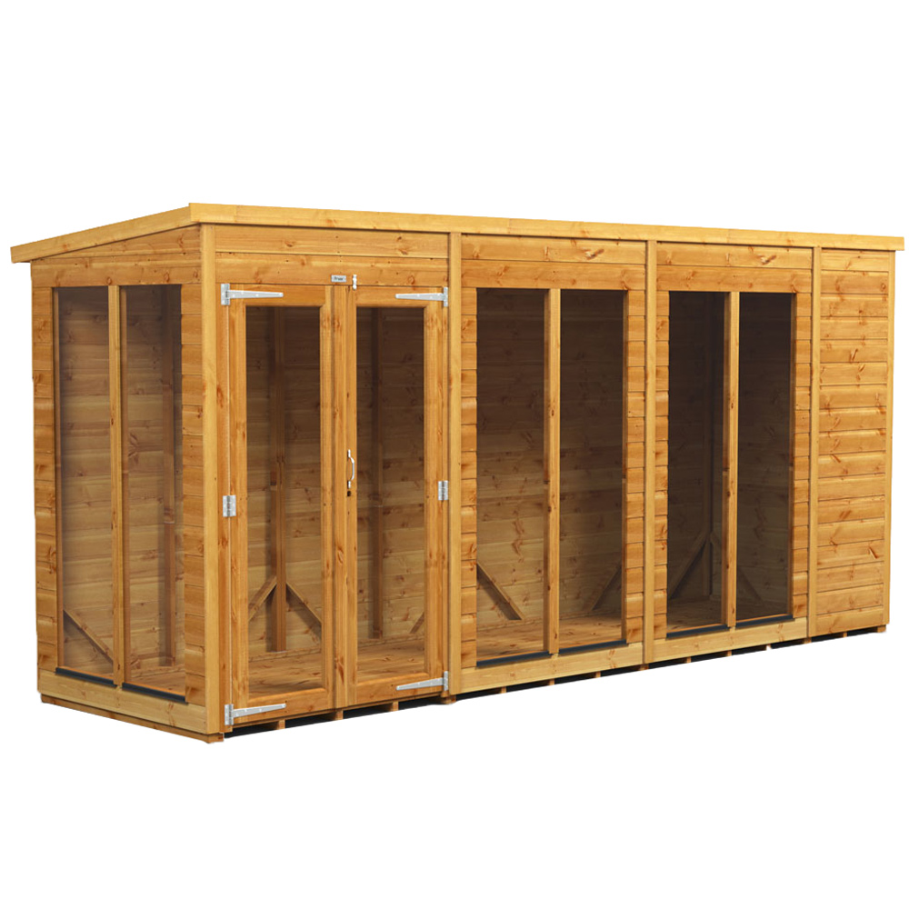 Power Sheds 14 x 4ft Double Door Pent Traditional Summerhouse Image 1