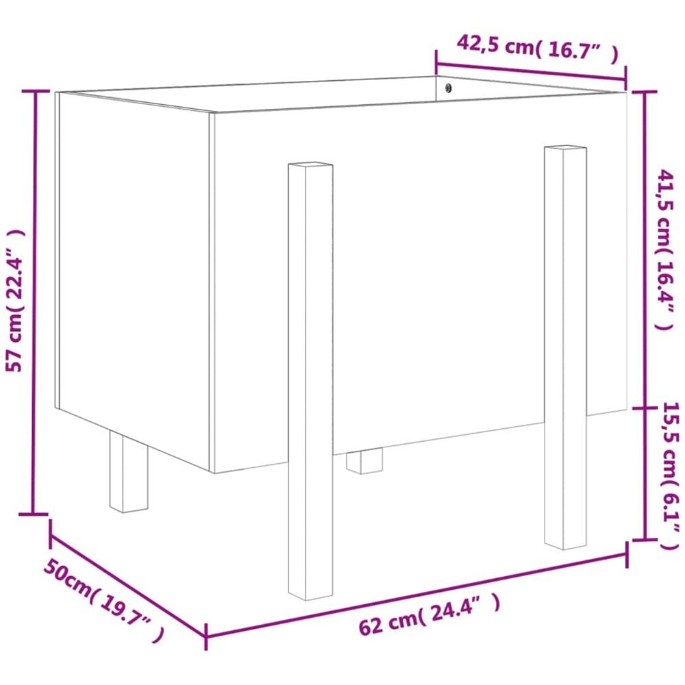 vidaXL White Solid Pine Wood Garden Planter 57 x 62 x 50cm Image 8