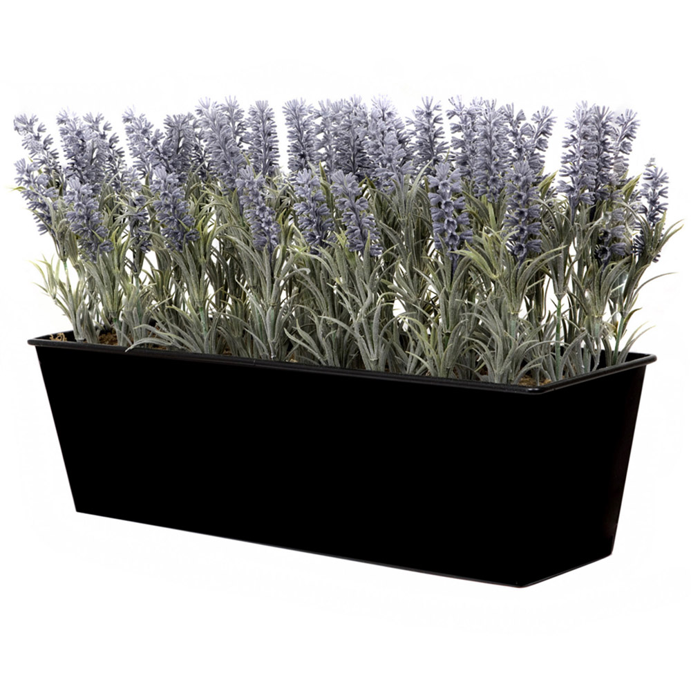GreenBrokers Artificial Lavender Plant in Black Window Box 45cm Image 2