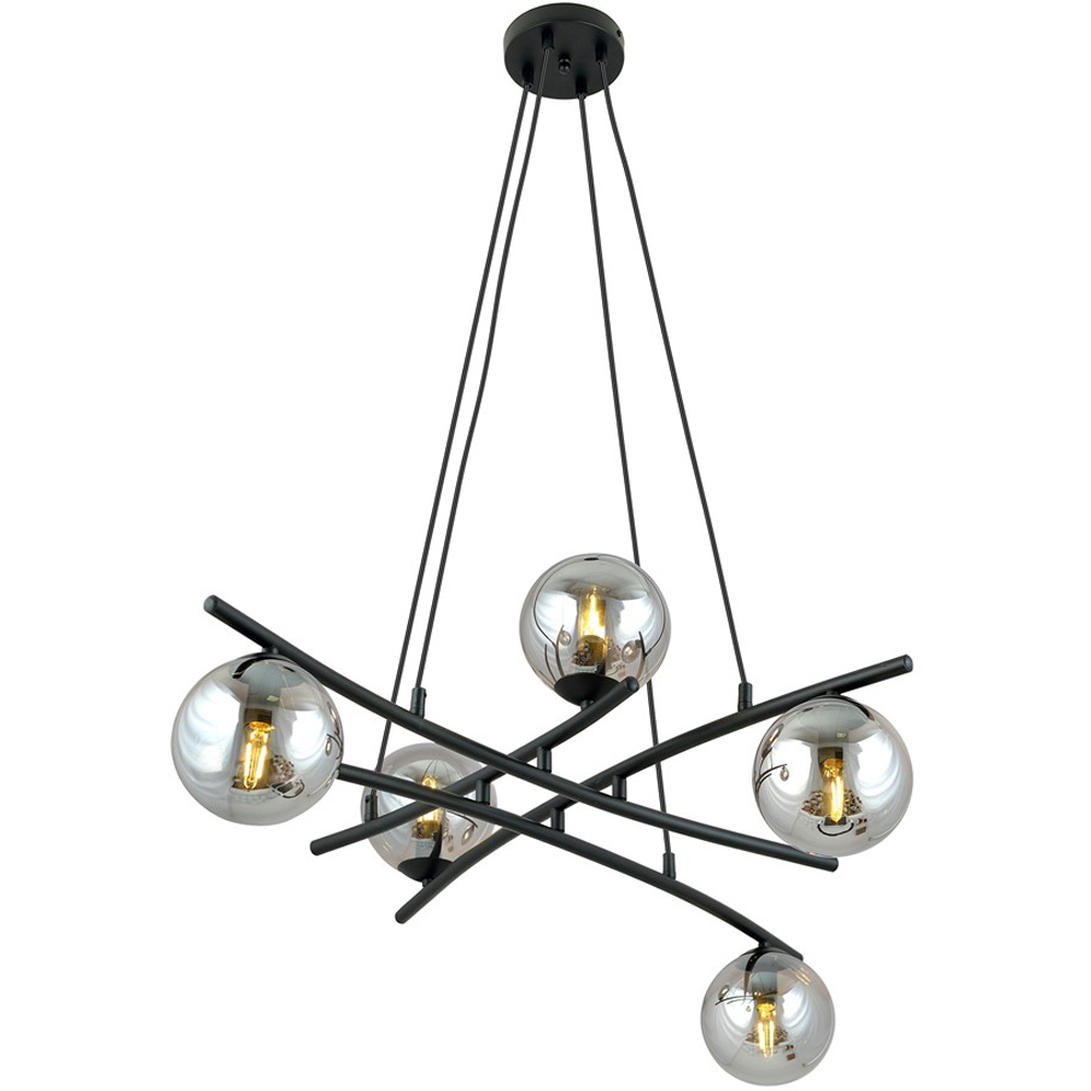 Emibig Essa 5 Light Graphite Shade Black E14 Ceiling Pendant Light Image 3