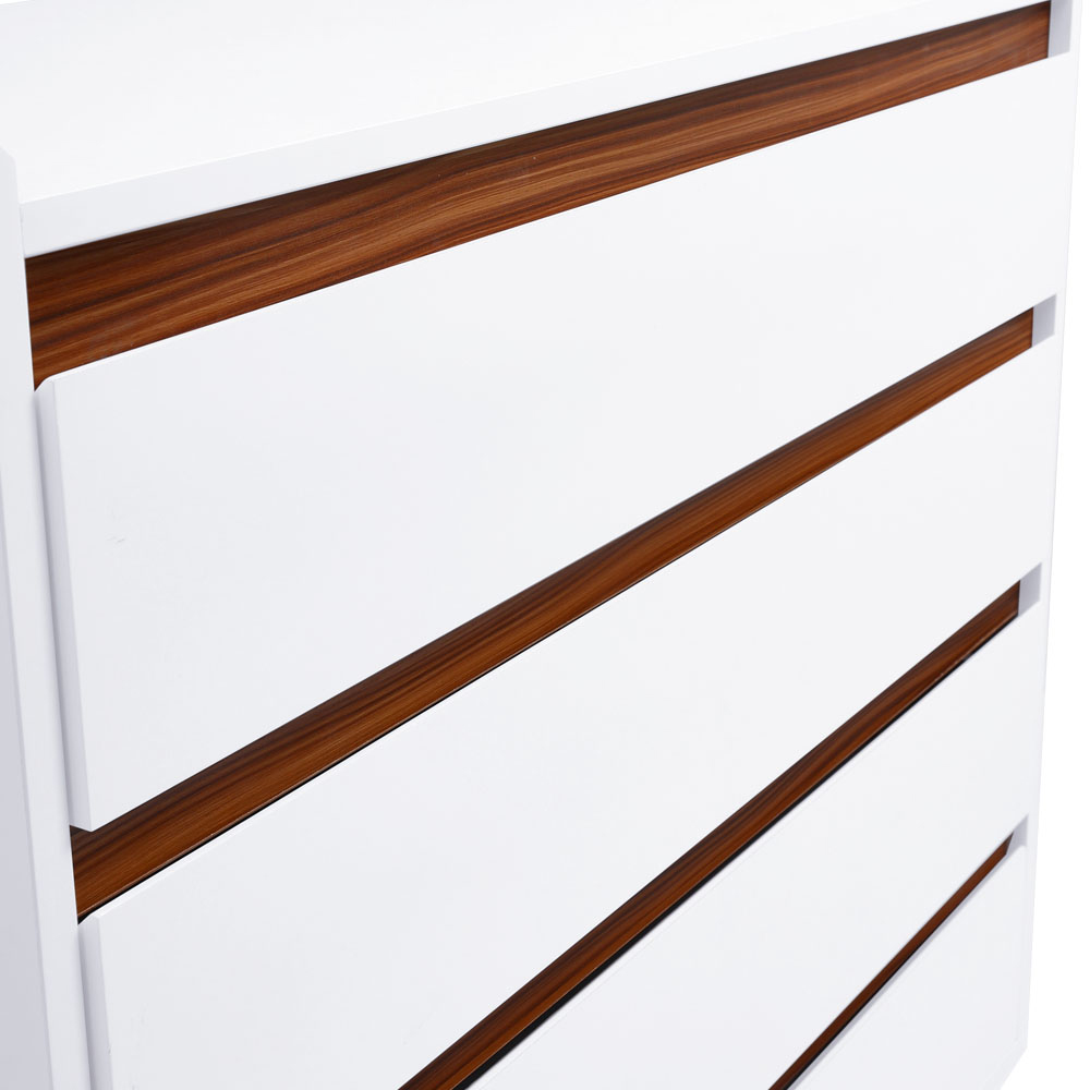 Living and Home 4 Drawer White Wooden Storage Cabinet Image 6