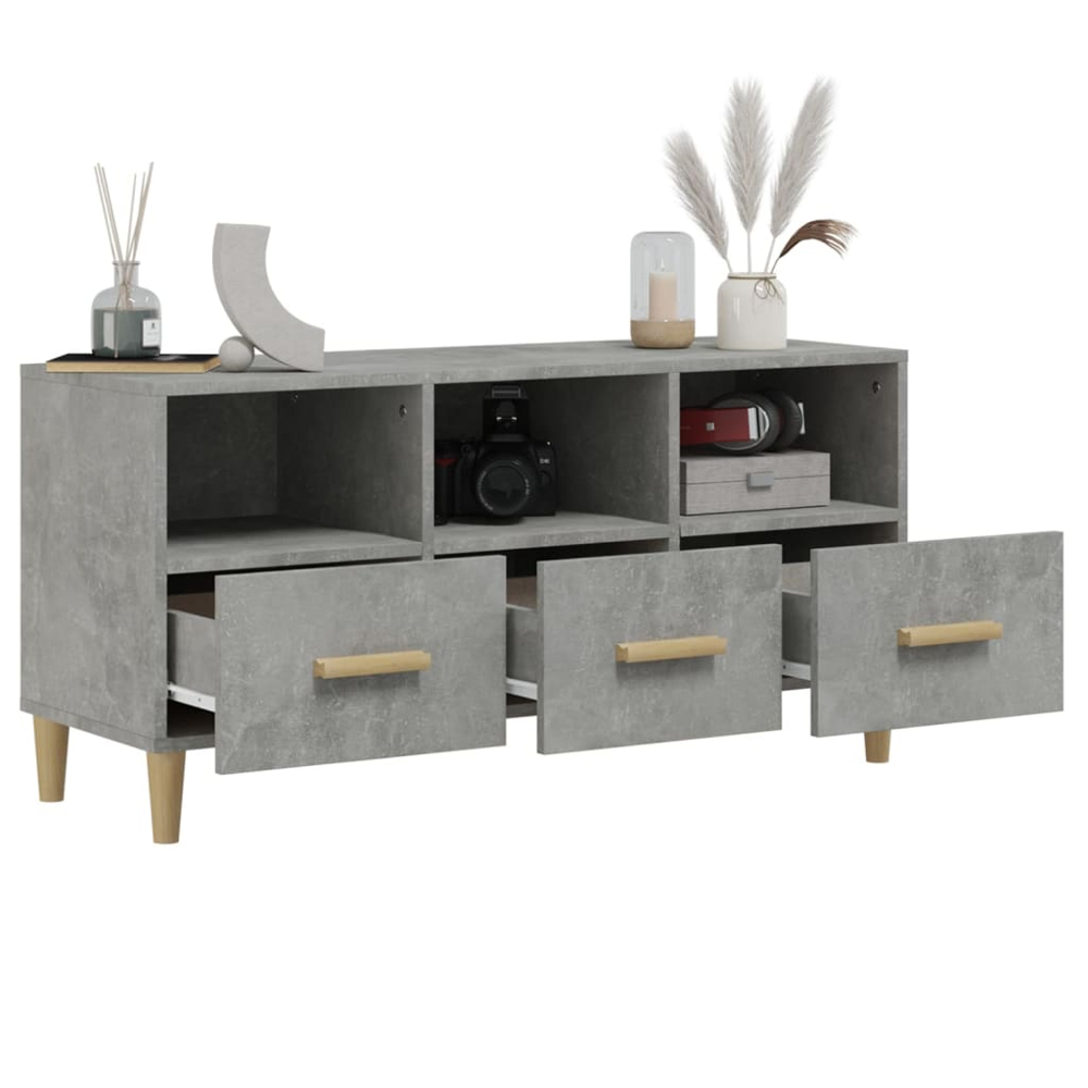 vidaXL 3 Drawer 3 Shelf Concrete Grey TV Cabinet Image 5
