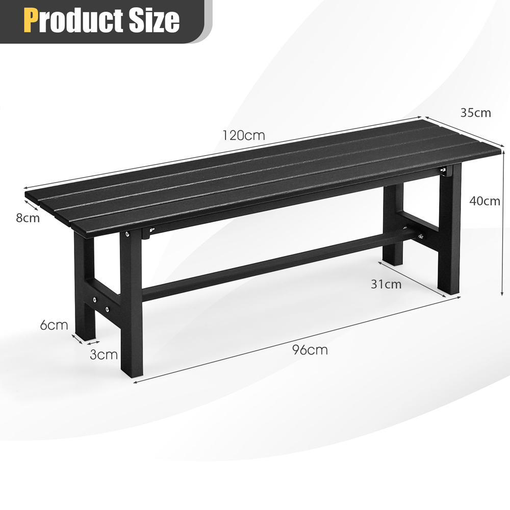 Costway 2 Seater Black Outdoor Bench with Slatted Seat Image 9