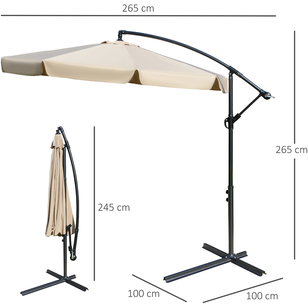 Outsunny Light Brown Cantilever Parasol with Cross Base 2.7m Image 7