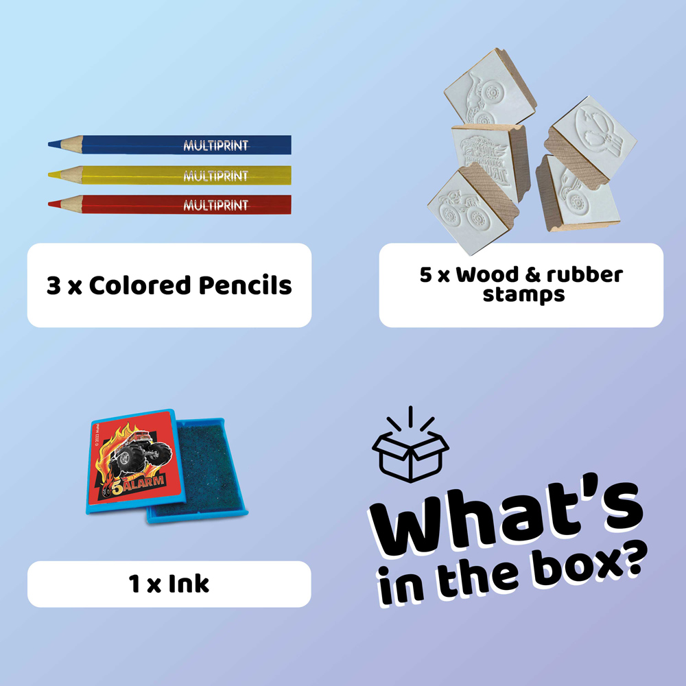 Hot Wheels Blister Kids Craft and Stationery Set with 5 Stamps Image 2