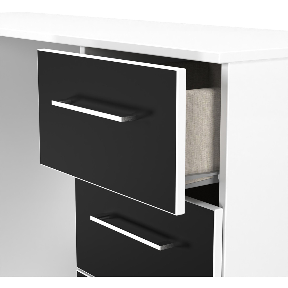 Crowndale Worcester 6 Drawer Matt Black and White Kneehole Desk Ready Assembled Image 6