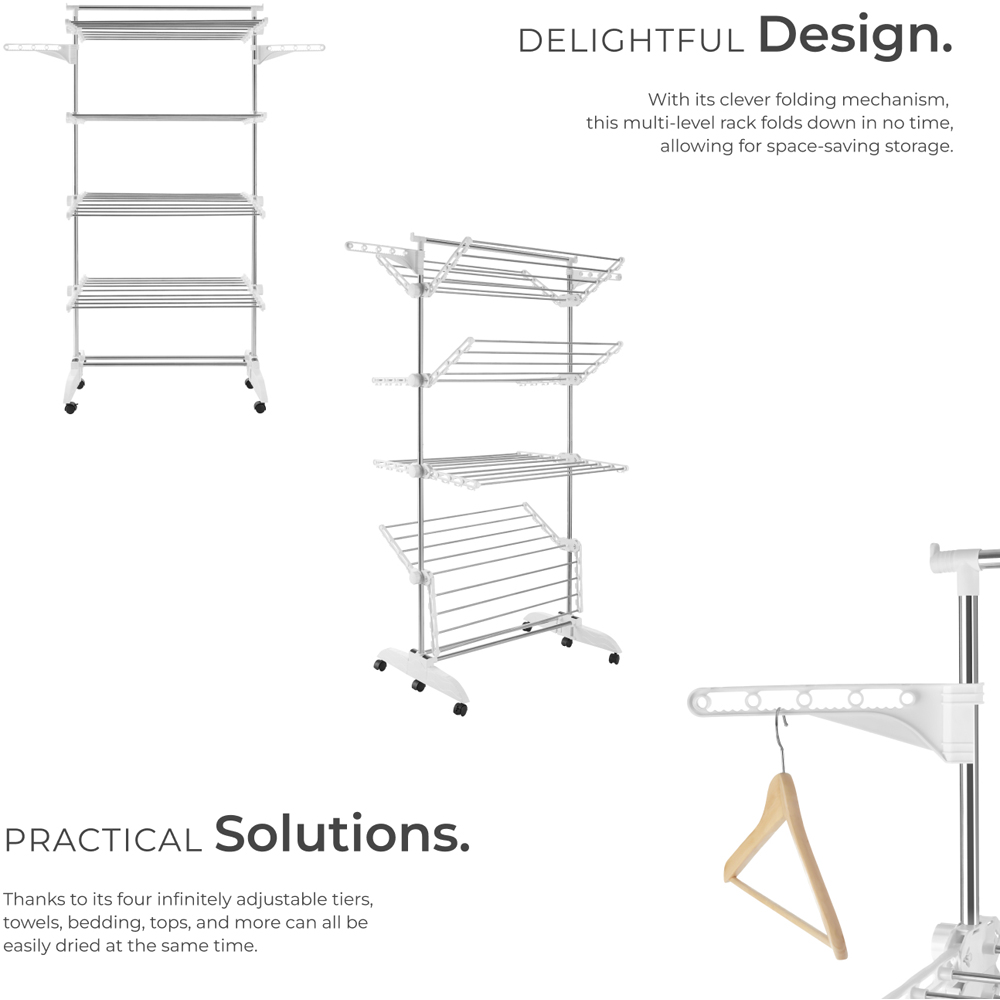 tectake Odelia 4 Tier Foldable Drying Rack with wheels Image 8