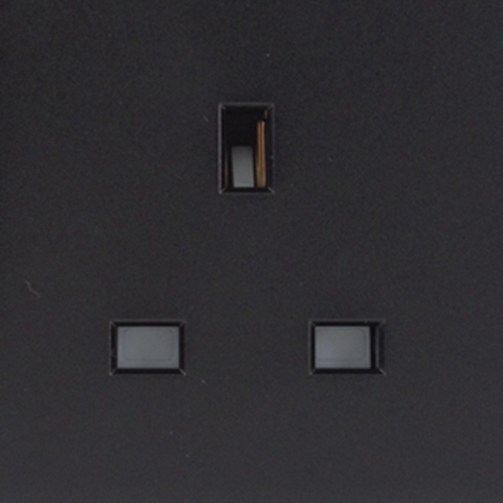 Trendi Switch 2 Gang Long Switch Matt Black Plug Socket 7 Pack Image 3