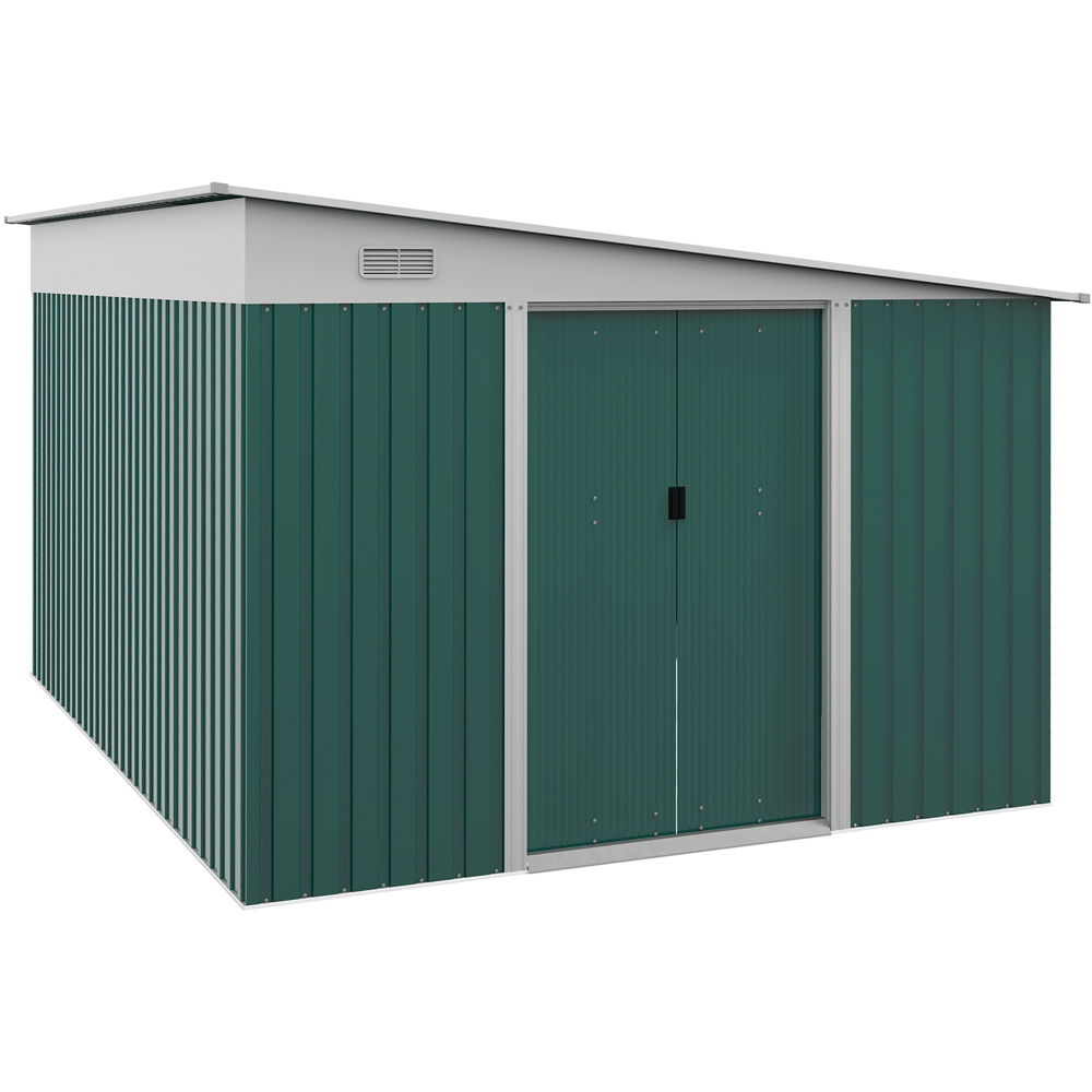 Outsunny 11.3 x 9.2ft Green Garden Storage Shed Image 1