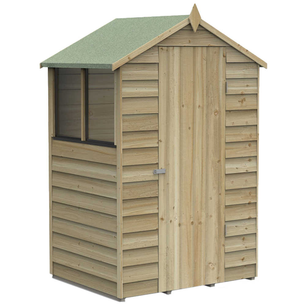 Forest Garden 4 x 3ft Pressure Treated Overlap Apex Shed Image 1