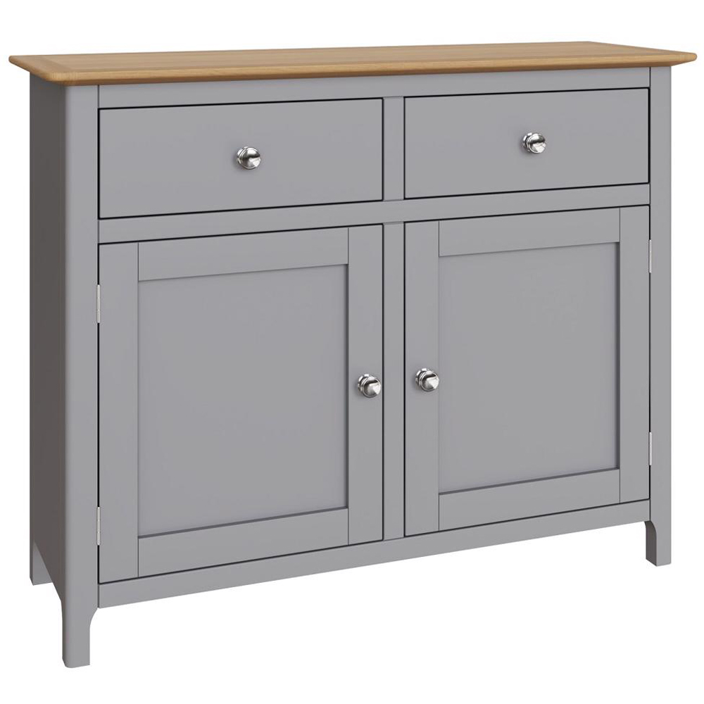 FWStyle Taberno 2 Drawer 2 Door Dove Grey and Oak Sideboard Image 2