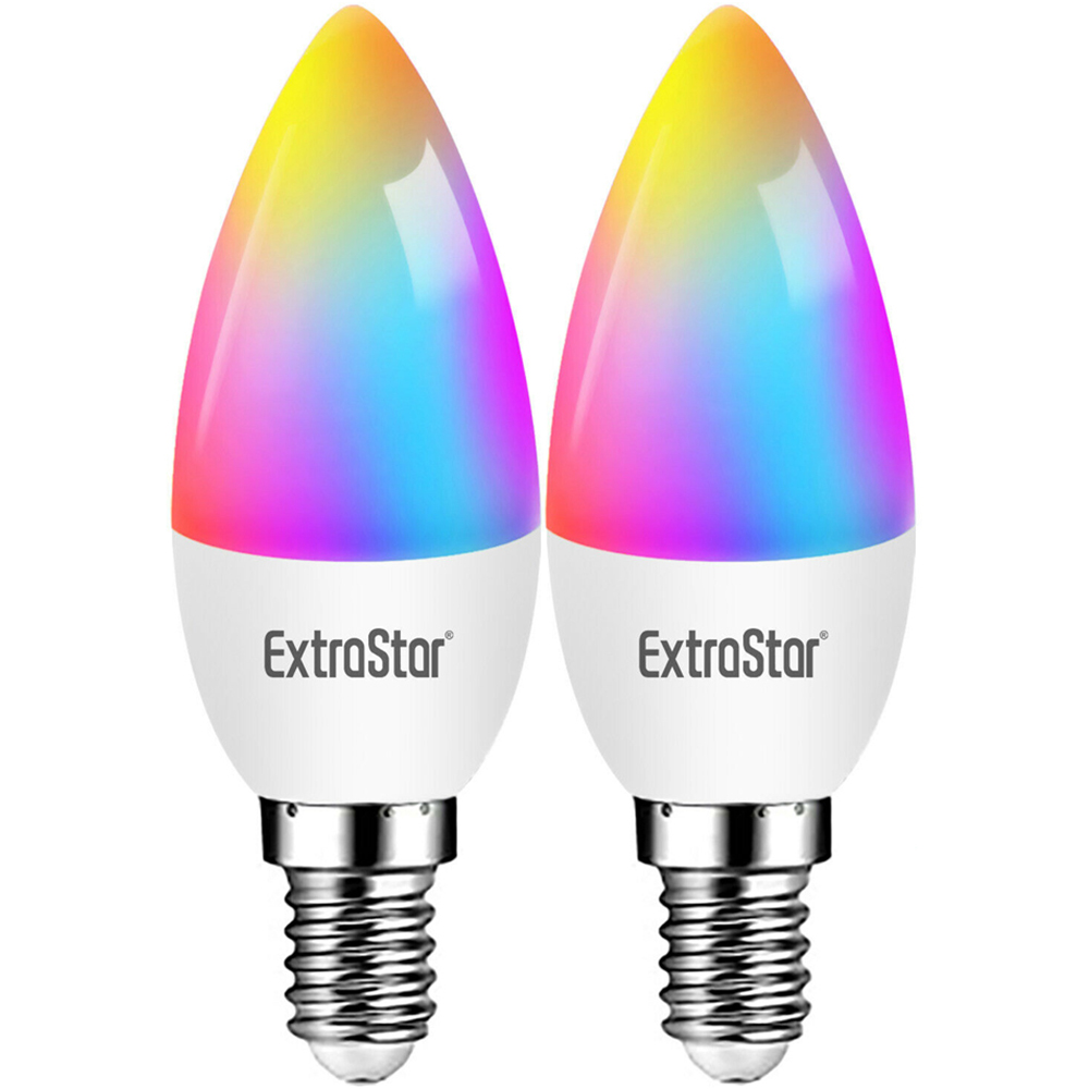 ExtraStar 2 Pack E14 Multicolour 6W WiFi LED Smart Light bulb Image 1