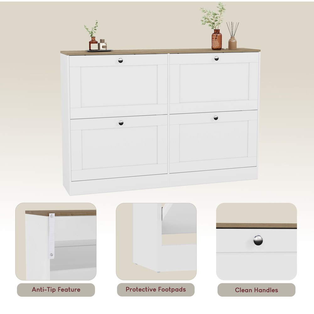 VIDA DESIGNS 4 Drawer White and Oak Effect Shoe Cabinet Image 8