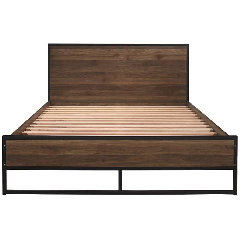 Houston Small Double Walnut Wood Effect Bed Image 4
