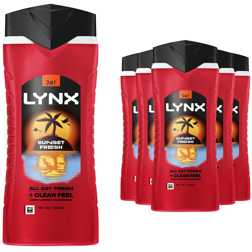 Lynx Men Sunset Fresh 3-in-1 Body Wash 500ml 6 Pack Image 1