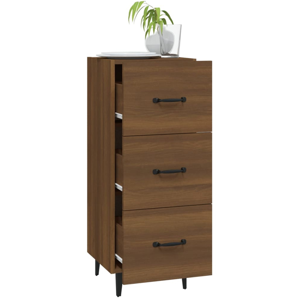 vidaXL 3 Drawer Brown Oak Sideboard Image 3