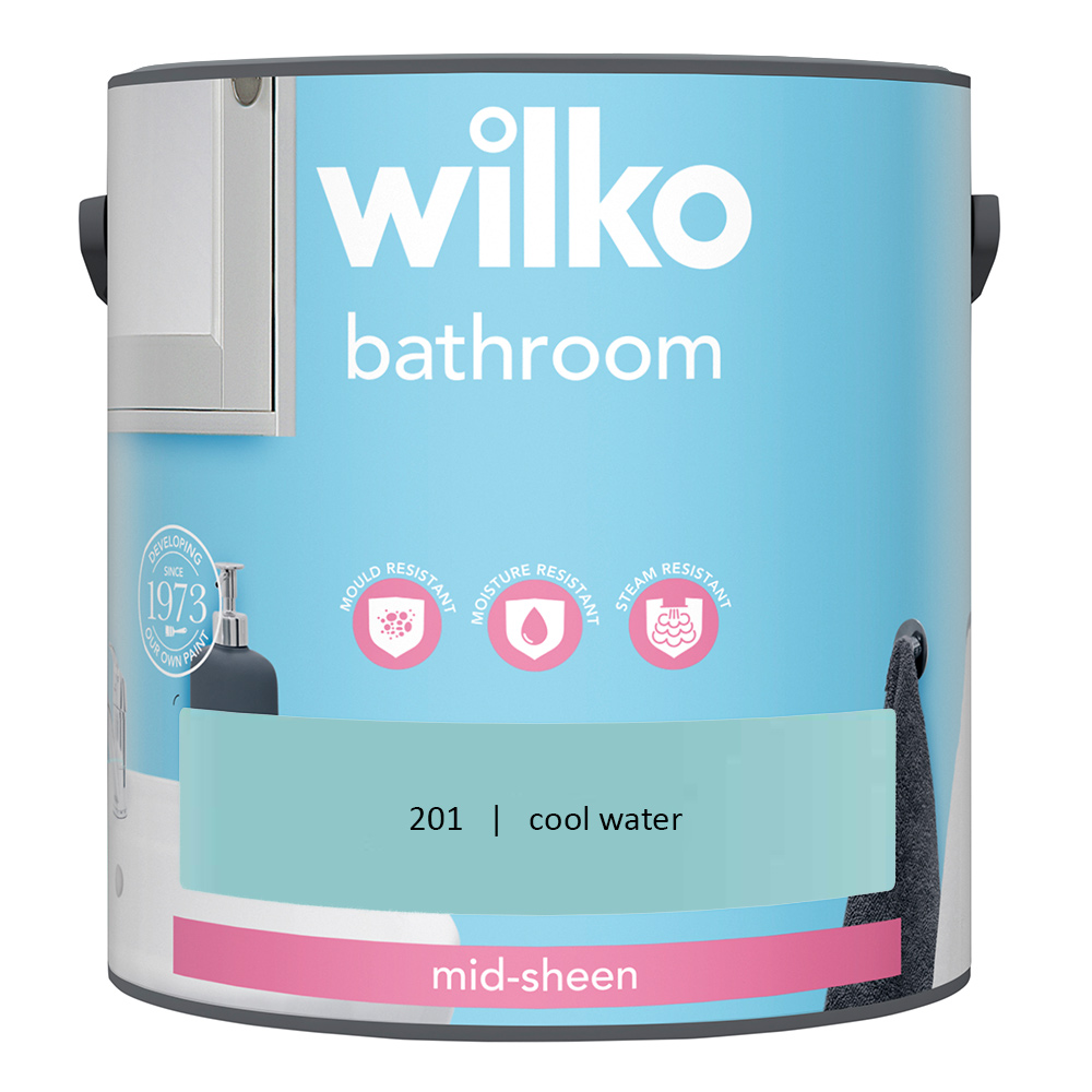Wilko Bathroom Cool Water Mid Sheen Emulsion Paint  2.5L Image 2