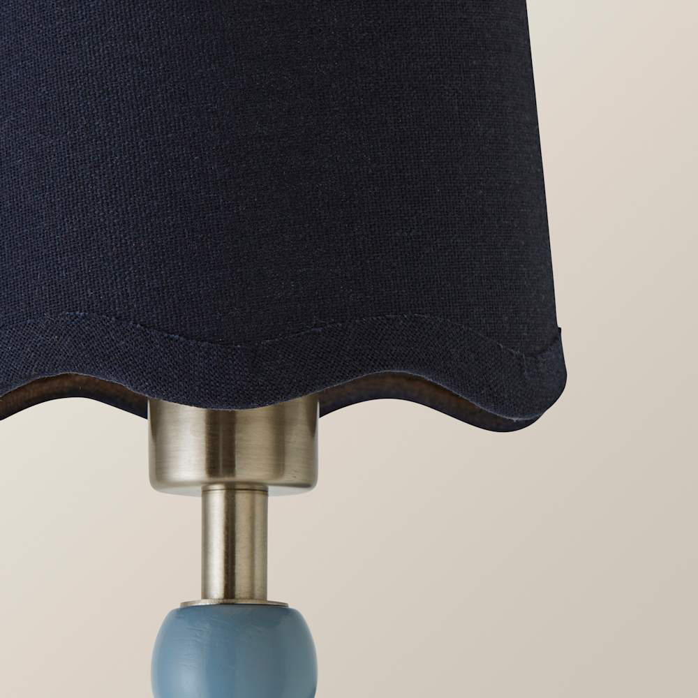 ValueLights Navy Trim Scallop Shade Blue Bobbin LED Wall Light with Bulb 2 Pack Image 4