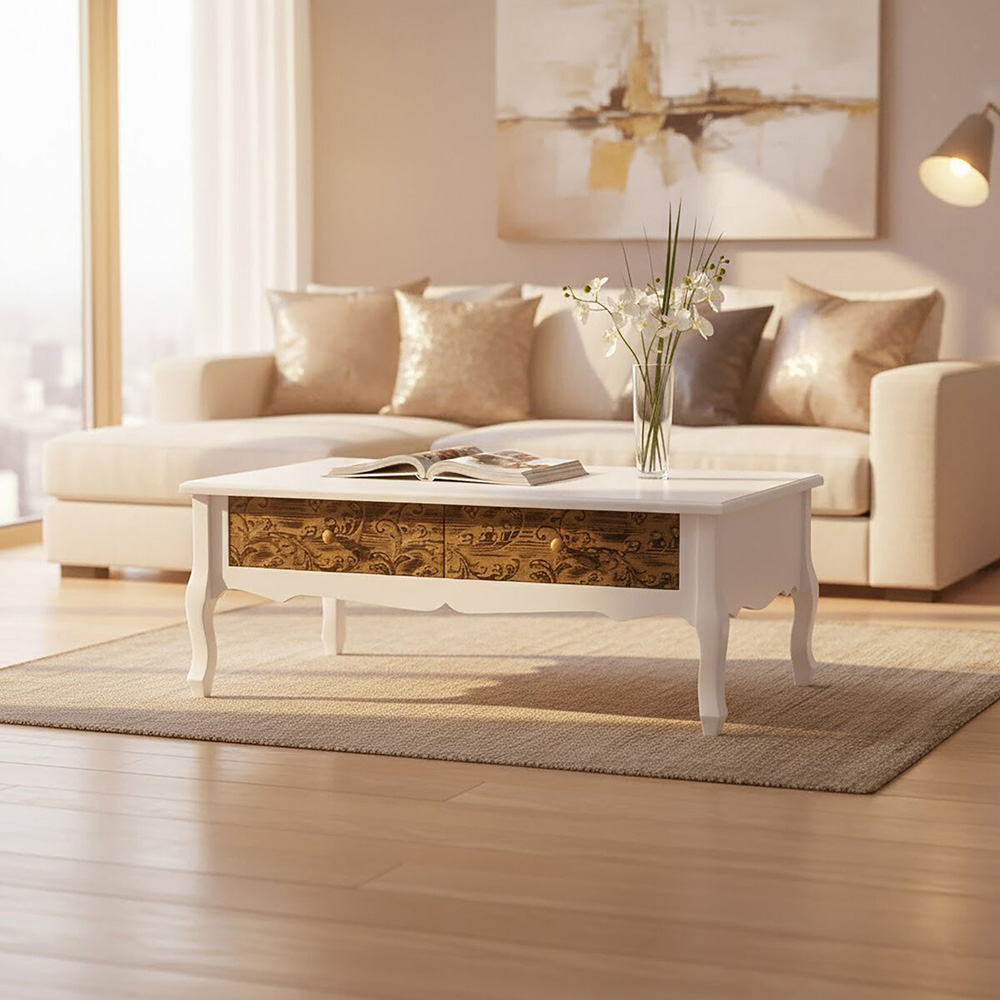 Premier Housewares Bali Embossed Detail Coffee Table Image 4