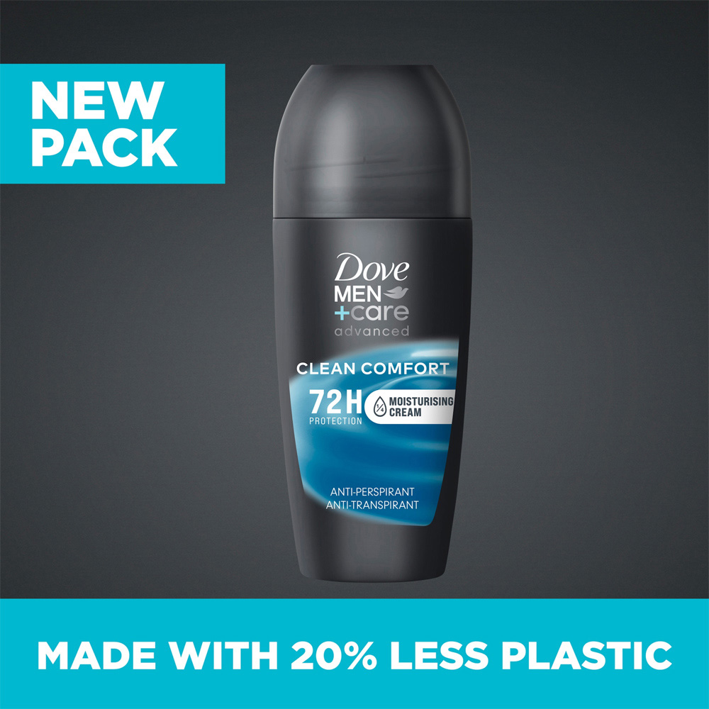 Dove Men+Care Advanced Clean Comfort Antiperspirant Deodorant Roll On 50ml Image 4