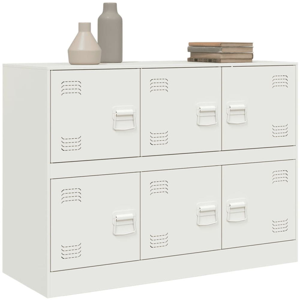 vidaXL 6 Door White Steel Sideboard Image 4