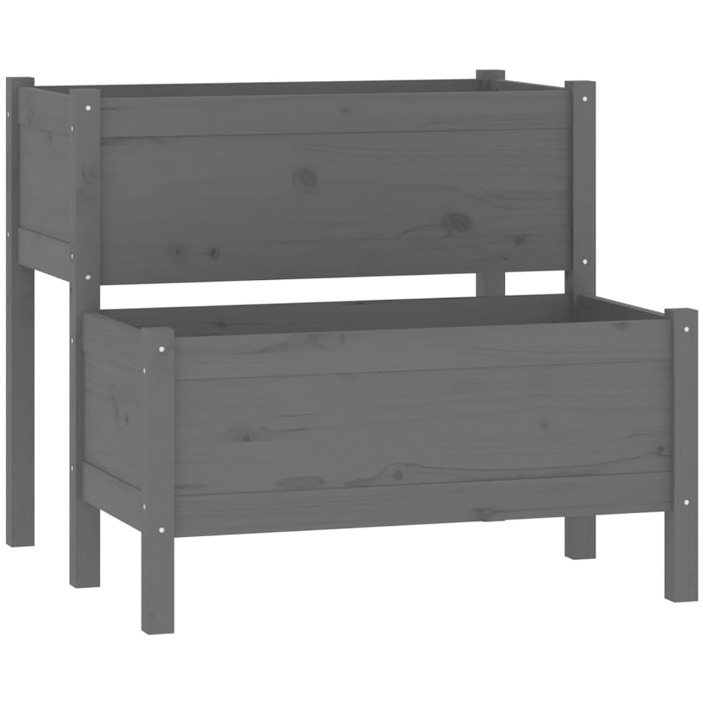 vidaXL Grey Pine Wood Raised Garden Bed 75 x 84.5 x 84cm Image 1