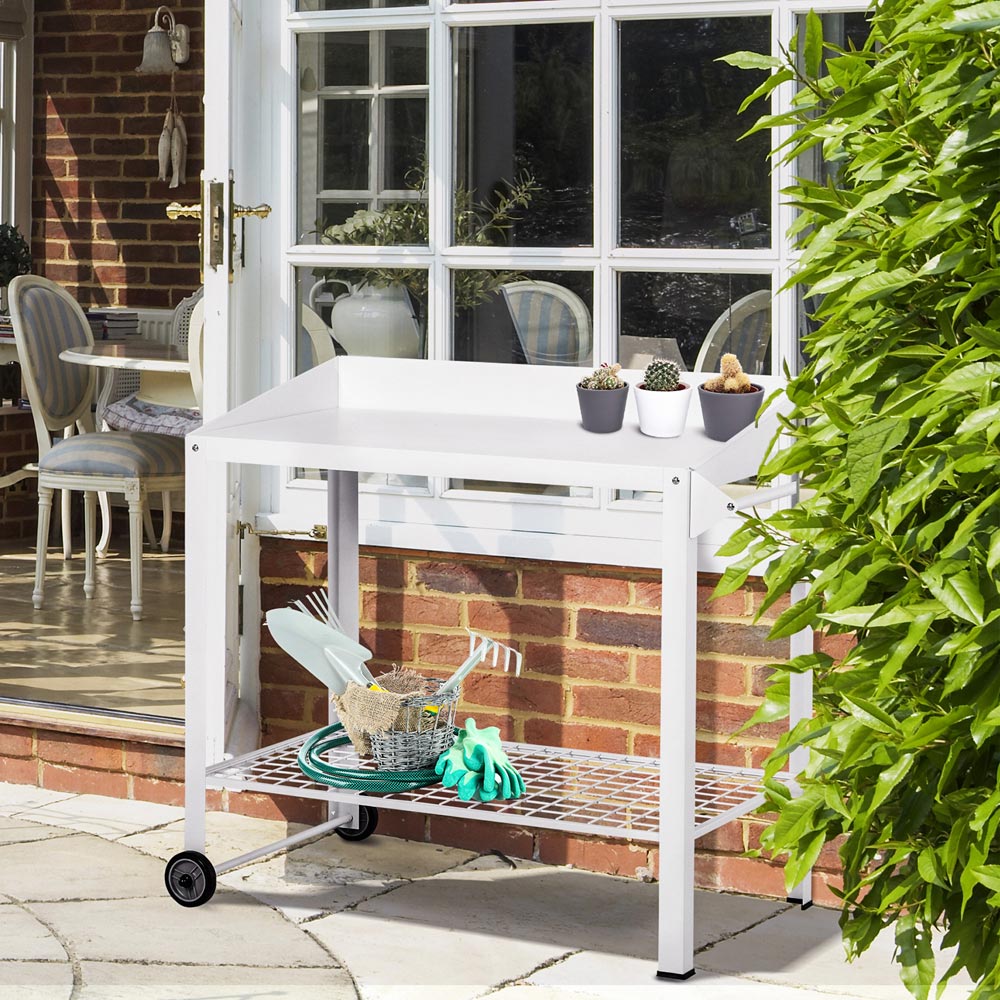 Outsunny Potting Table with Wheels Image 2