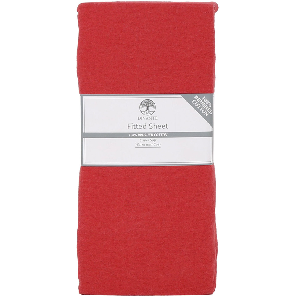 Divante Super King Red Brushed Cotton Fitted Bed Sheet Image