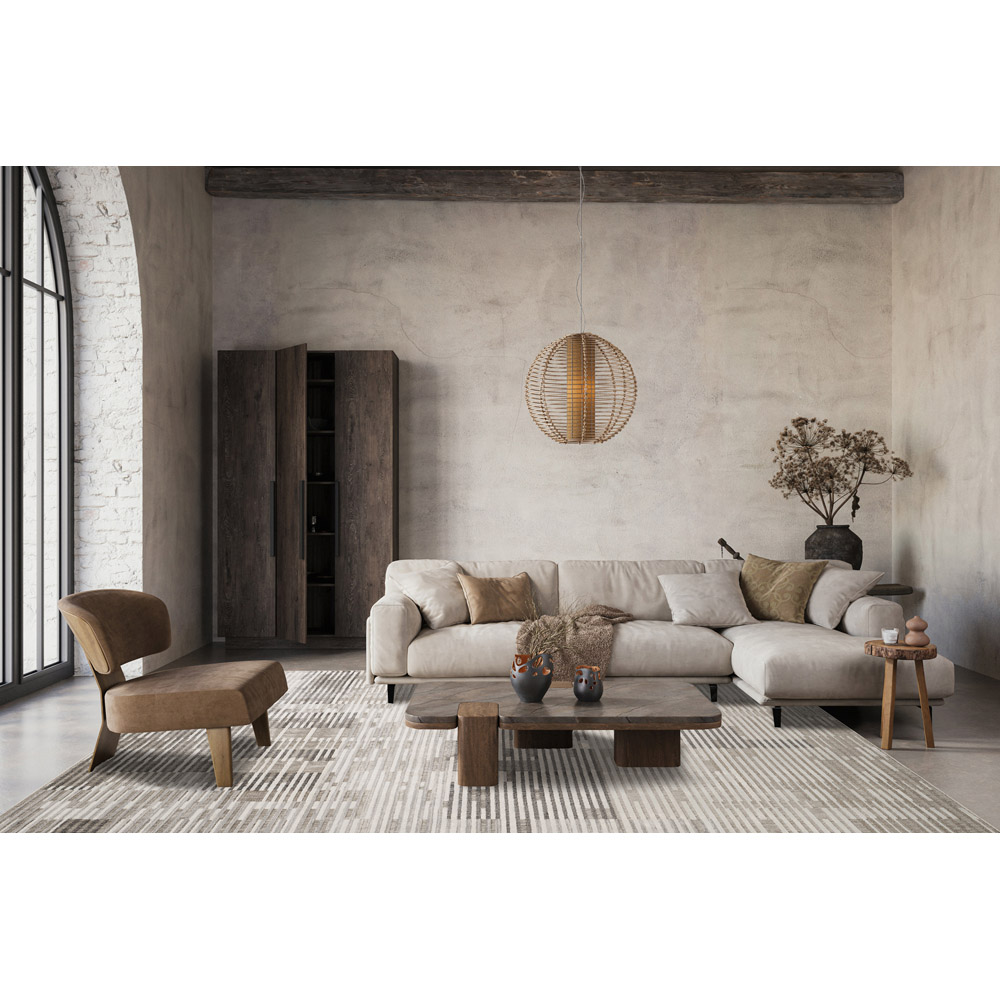 Mayfair Living Room Area Rug Metallic Sheen Contemporary Modern Matrix Design - Stone 200cm x 290cm Image 5
