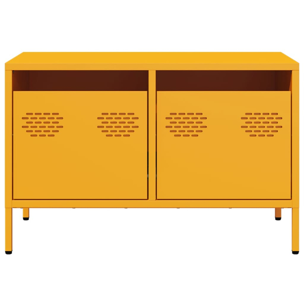 vidaXL 2 Drawer Yellow Steel TV Cabinet Image 3