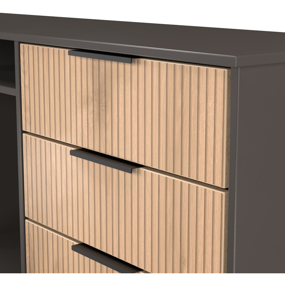 Crowndale Hong Kong 6 Drawer Slatt Effect and Graphite Wide TV Sideboard Ready Assembled Image 5