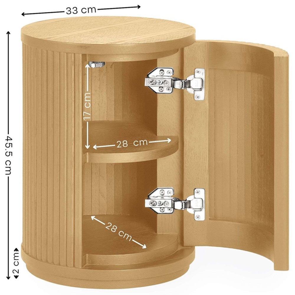 Julian Bowen Louis Single Door Light Oak Effect Fluted Side Table Image 9