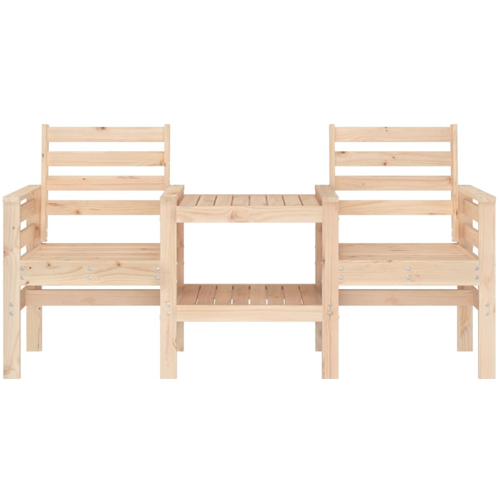 vidaXL 2 Seater Natural Solid Pine Wood Slatted Garden Companion Seat Image 3