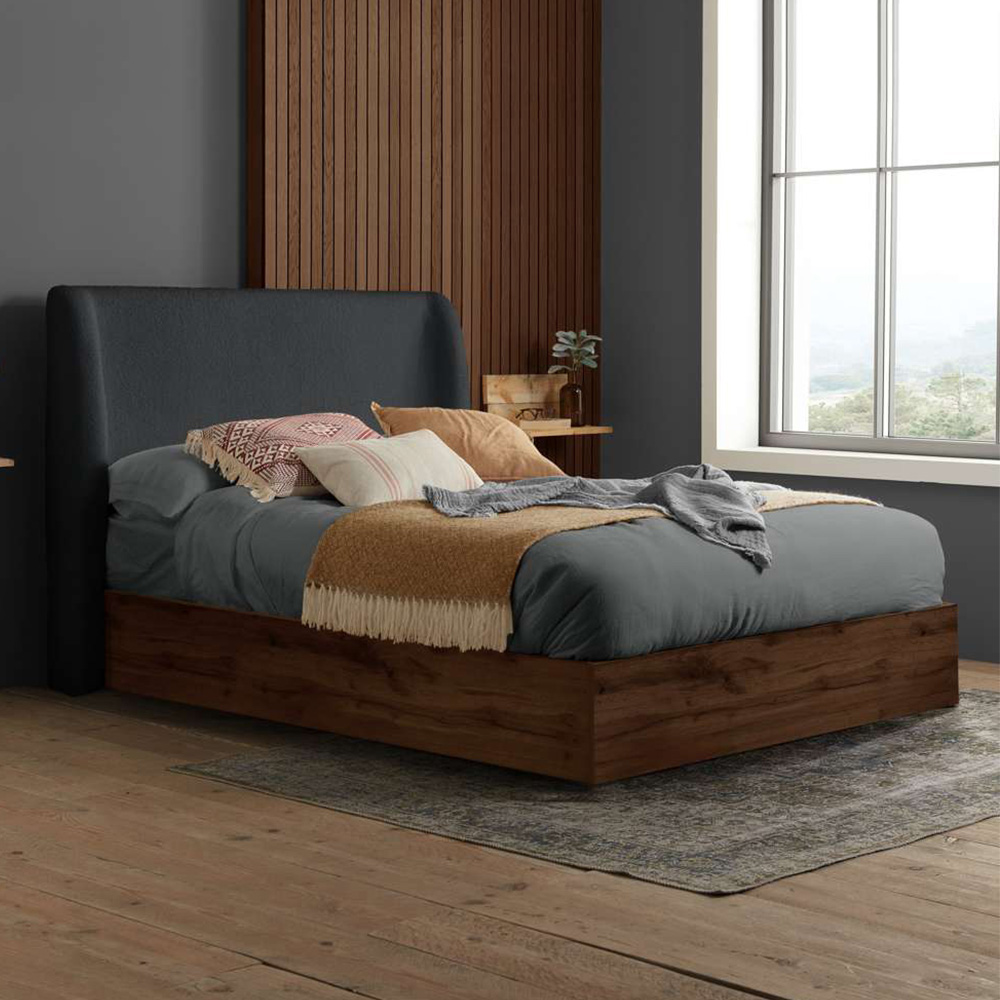 Birlea Halfden Double Ottoman Bed with Boucle Winged Headboard Image 1