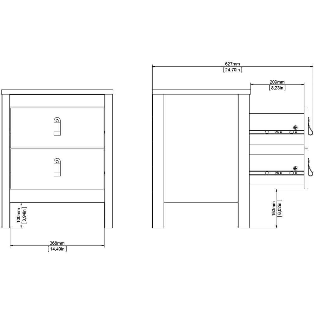 Florence Madrid 2 Drawer White Bedside Table Image 9